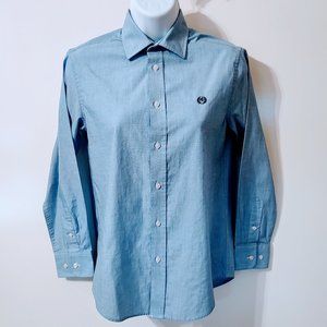 Women's Lauren Ralph Lauren Blue Long Sleeve Button Down Dress Shirt in Size 14